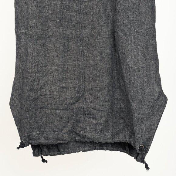 Crea Concept Drawstring Collar & Hem Linen Midi Sleeveless Black Dress - Picture 7 of 9